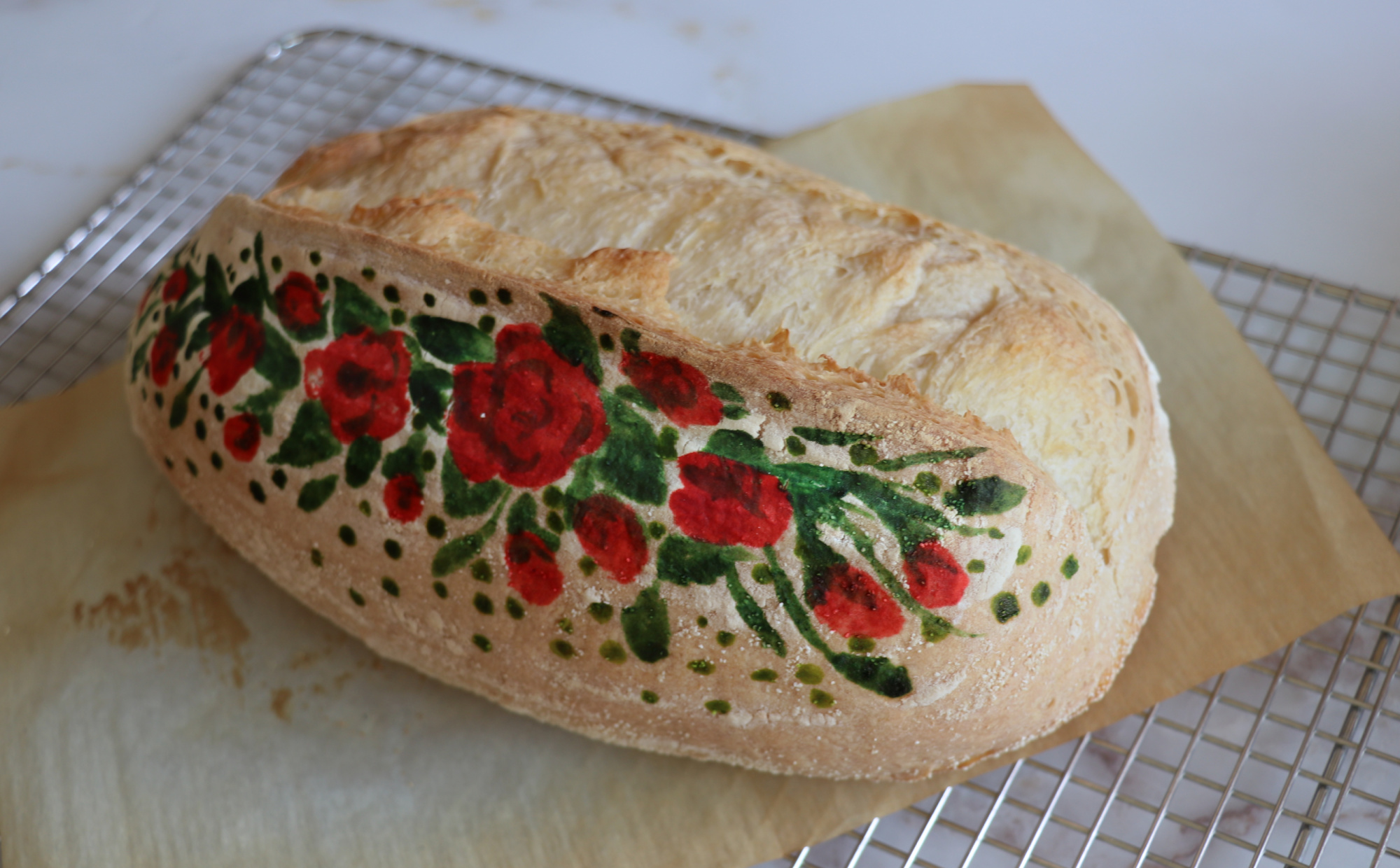 Bread Design: Floral Stencil 